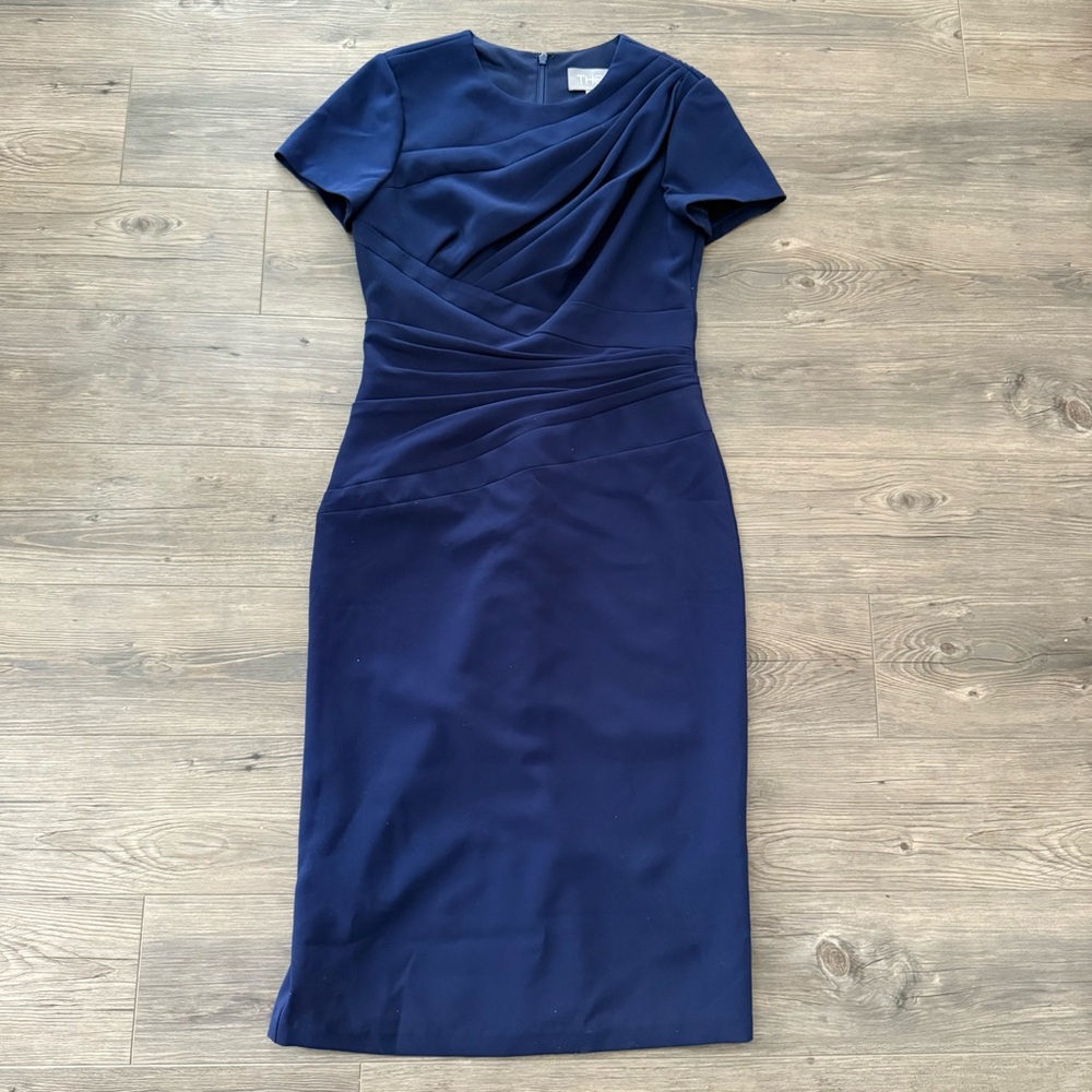 Theia Draped Cap Sleeve Sheath Dress Size 8